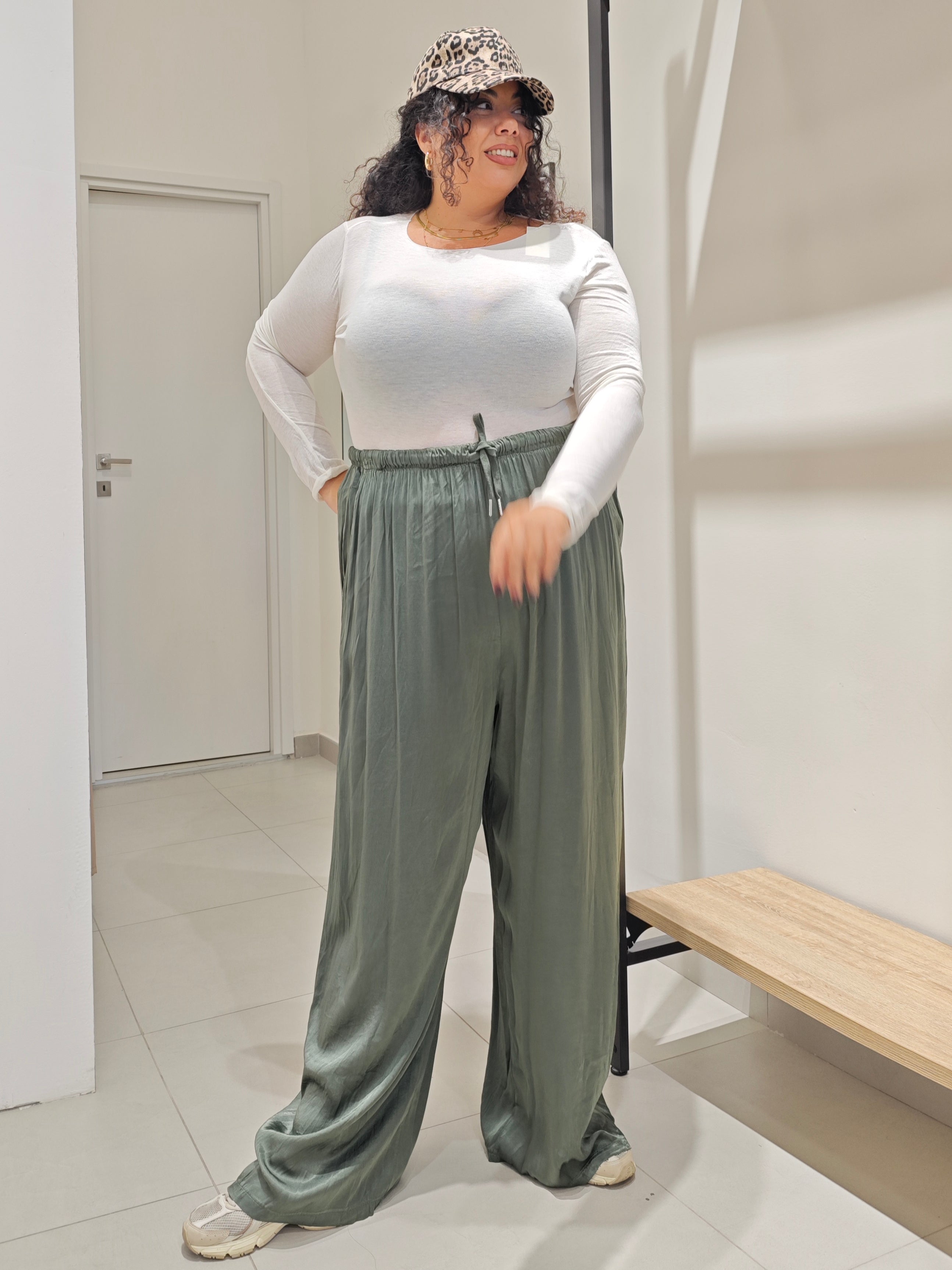 Pantaloni Satin Verde