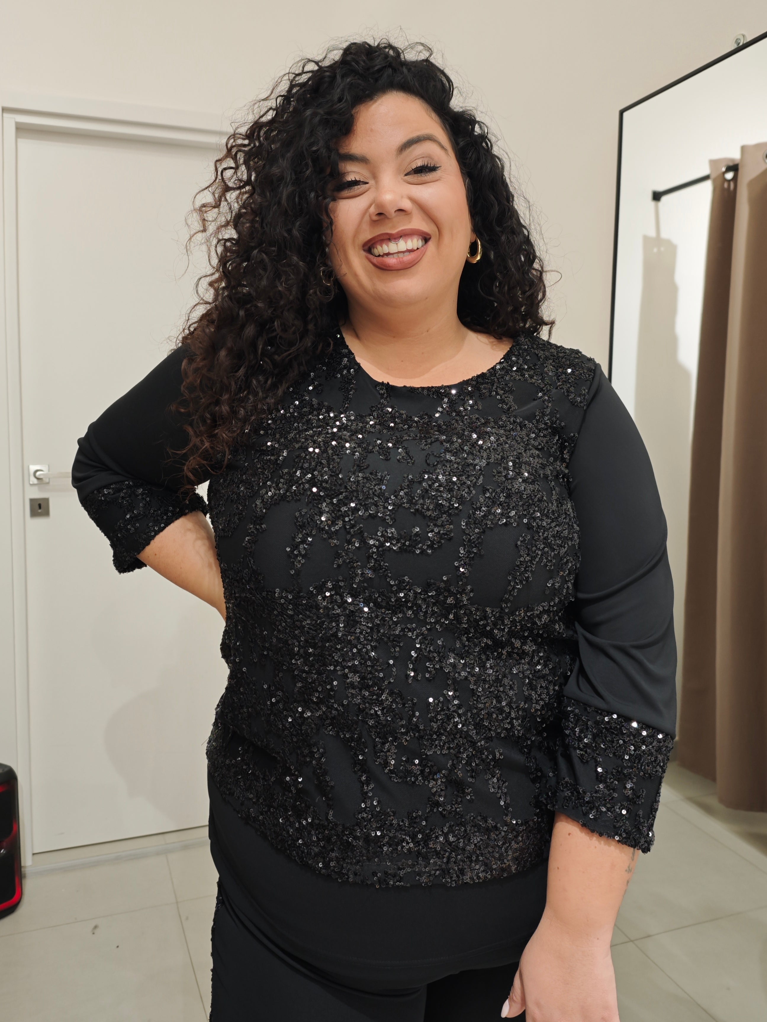 Maglia Paillettes Nera