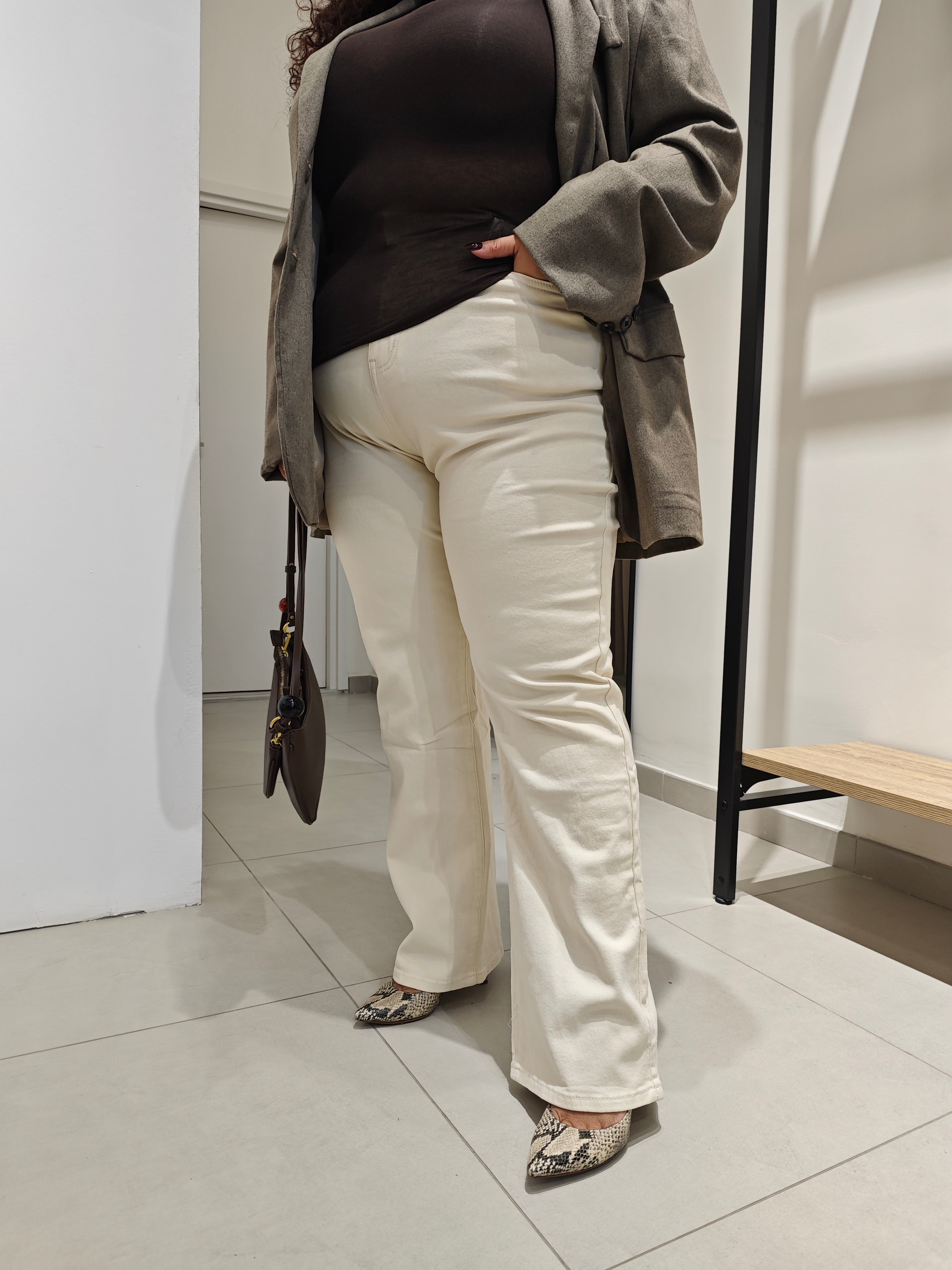 Jeans  Wide Leg Panna