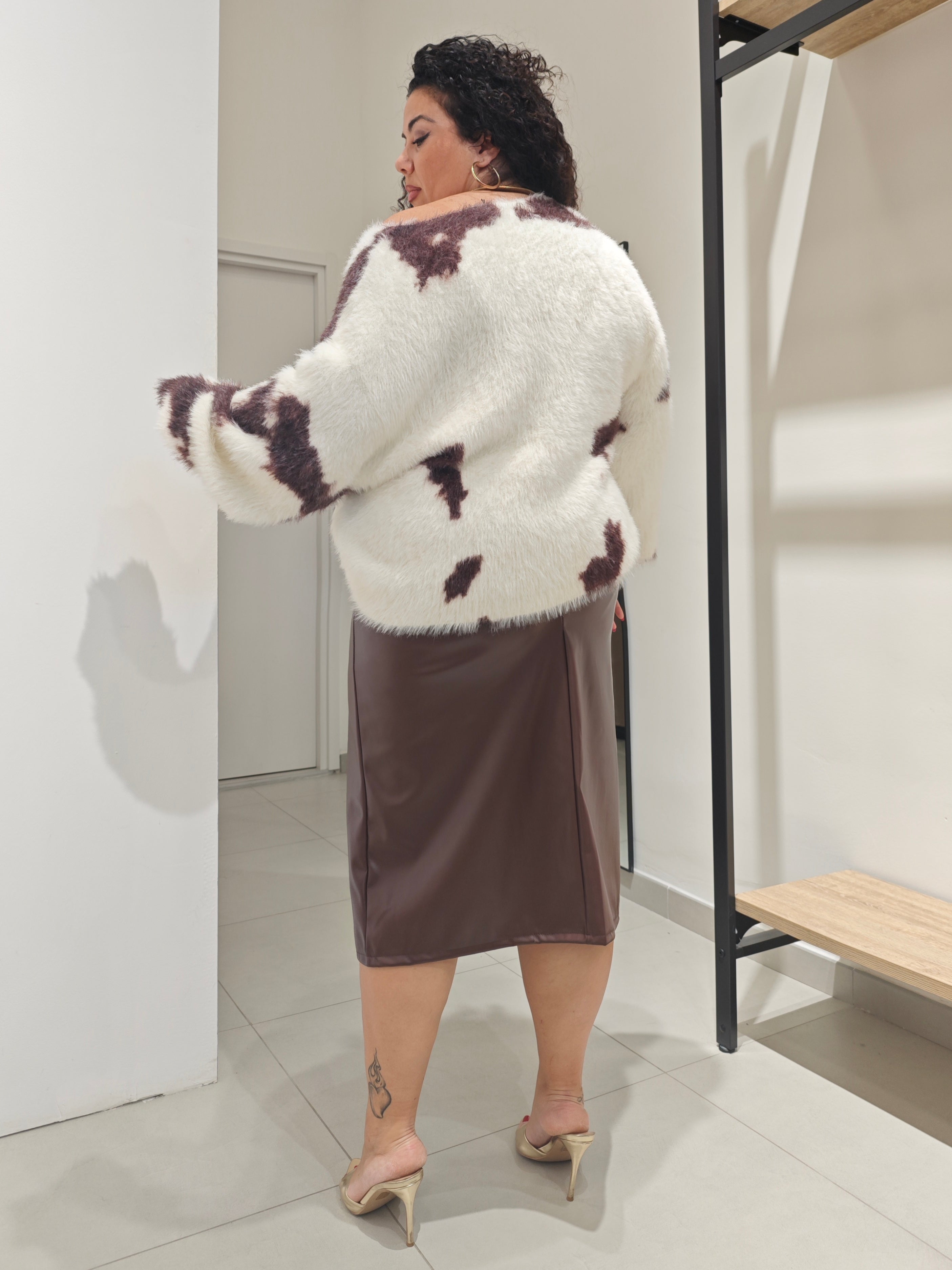 Gonna Finti Bottoni Marrone