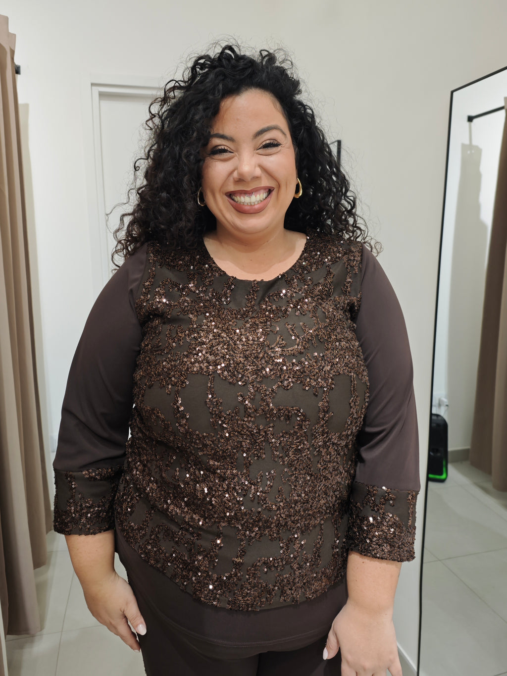 Maglia Paillettes Testa Di Moro