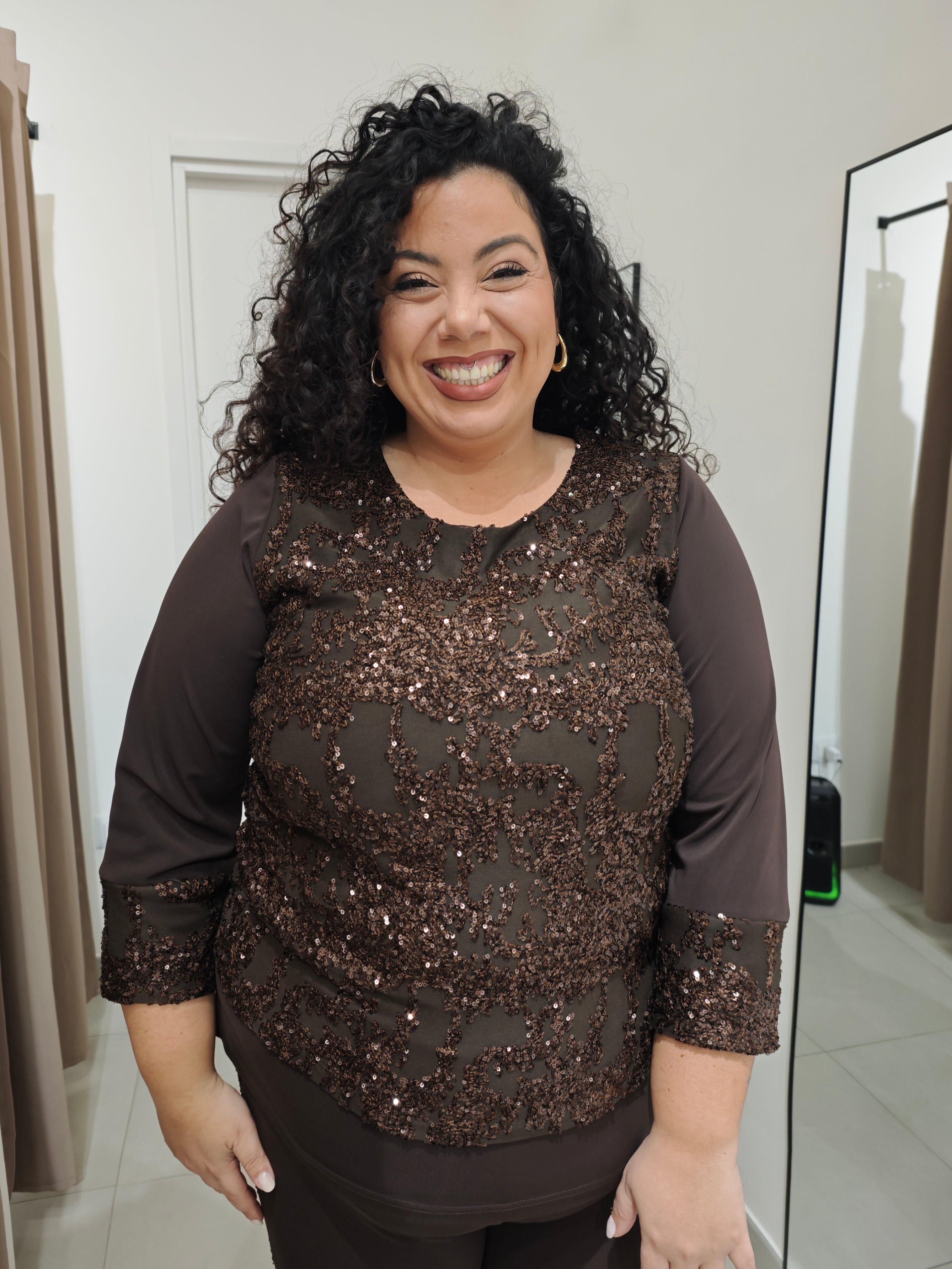 Maglia Paillettes Testa Di Moro