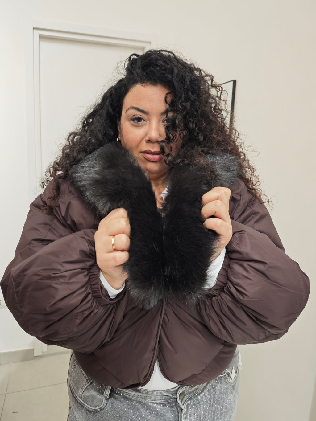 Bomber Puffer Crop Testa Di Moro