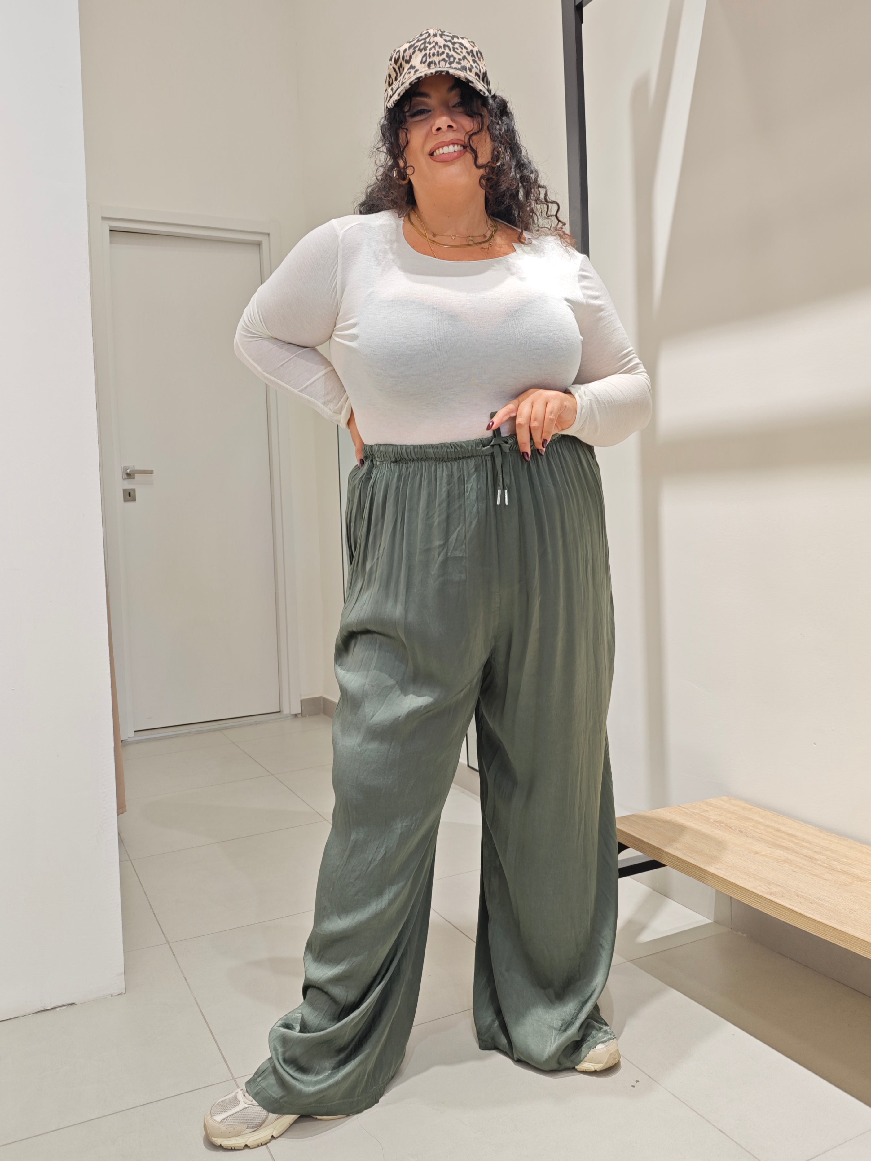 Pantaloni Satin Verde