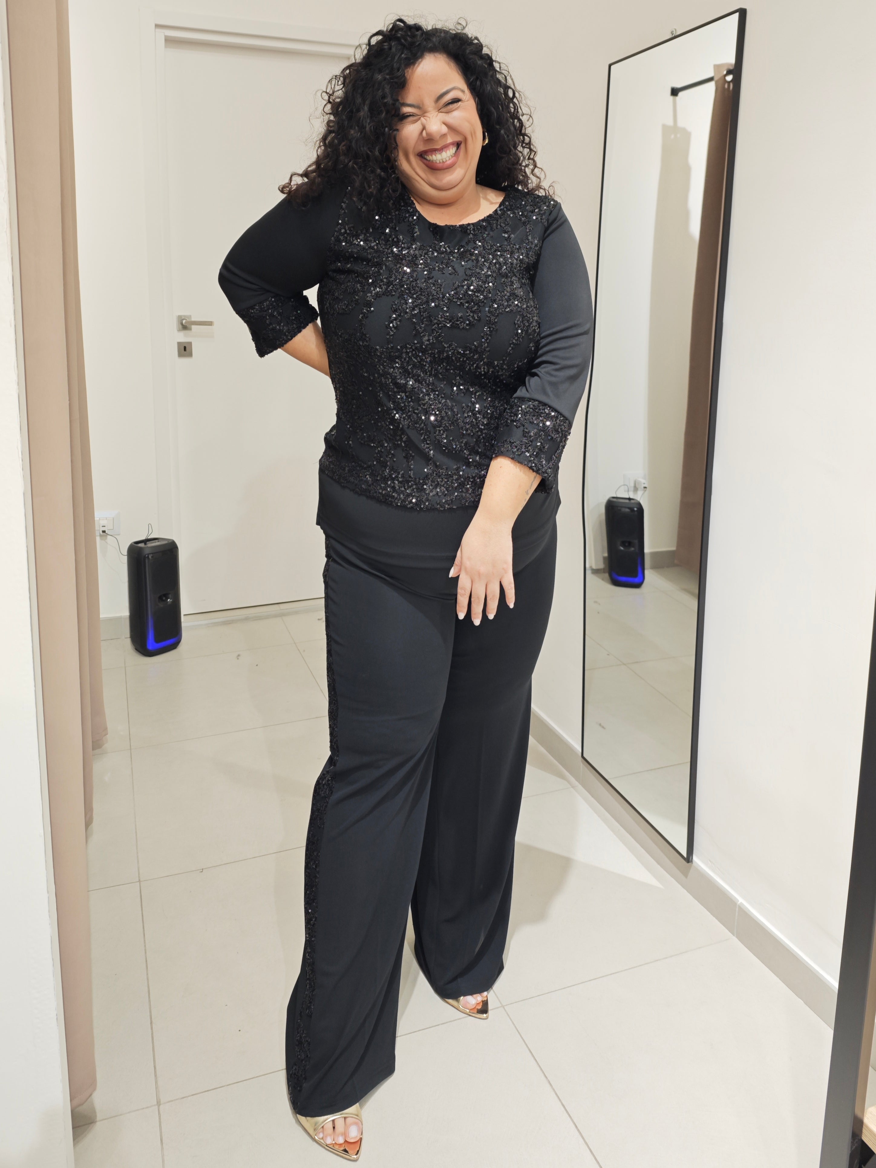 Pantaloni Paillettes Neri