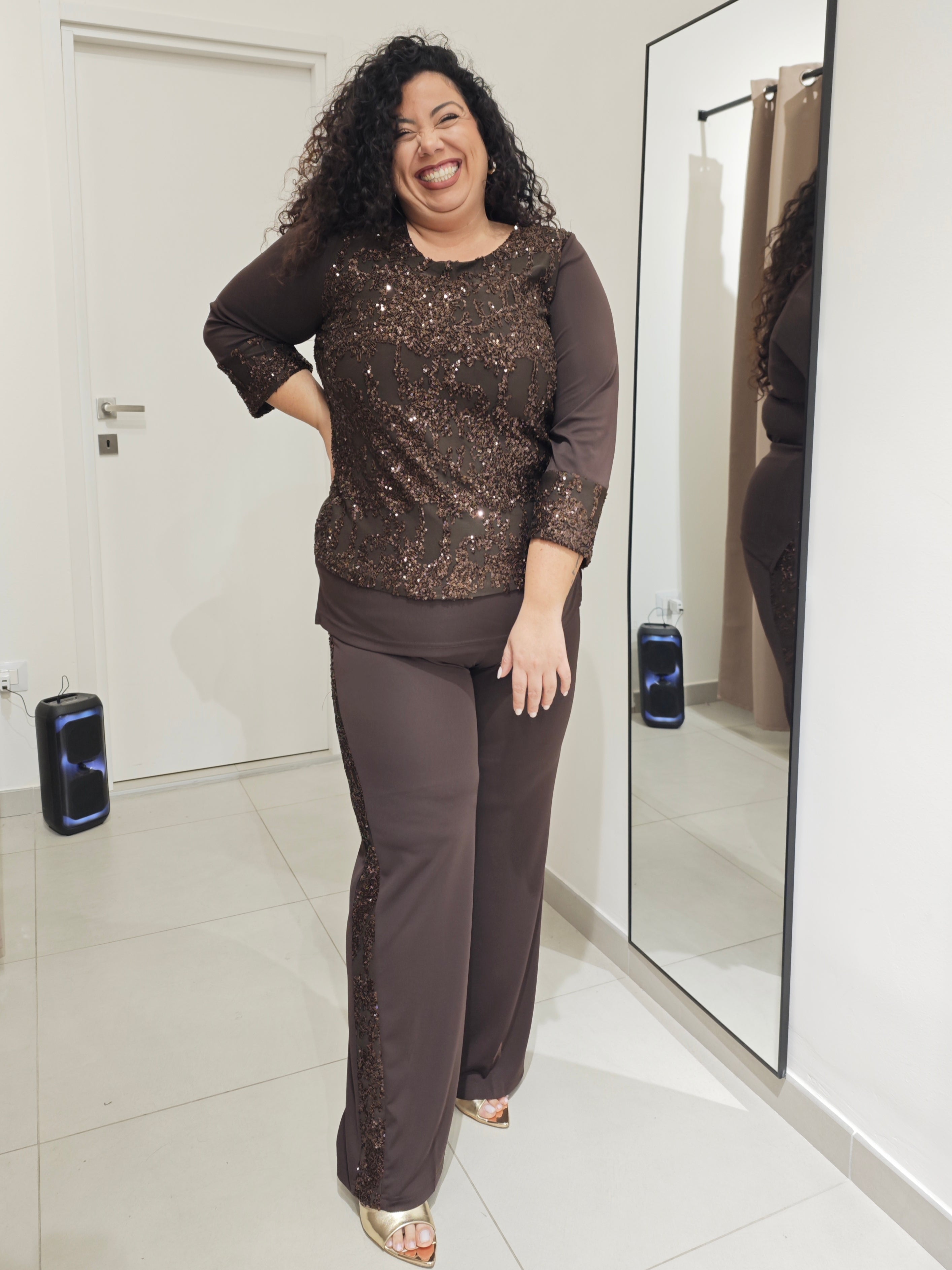 Pantaloni Paillettes Neri