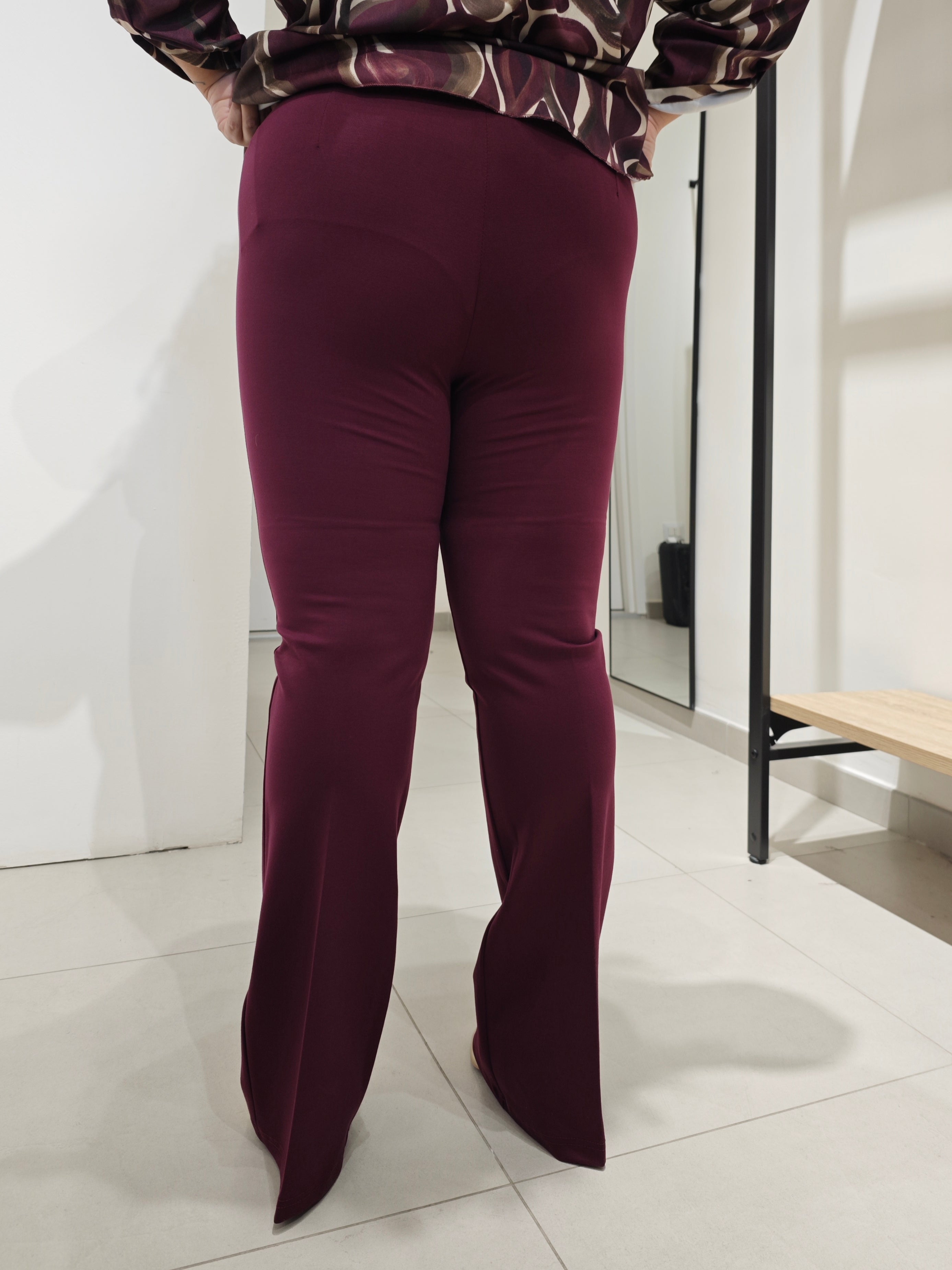 Pantaloni Punto Milano Zampa Bordeaux