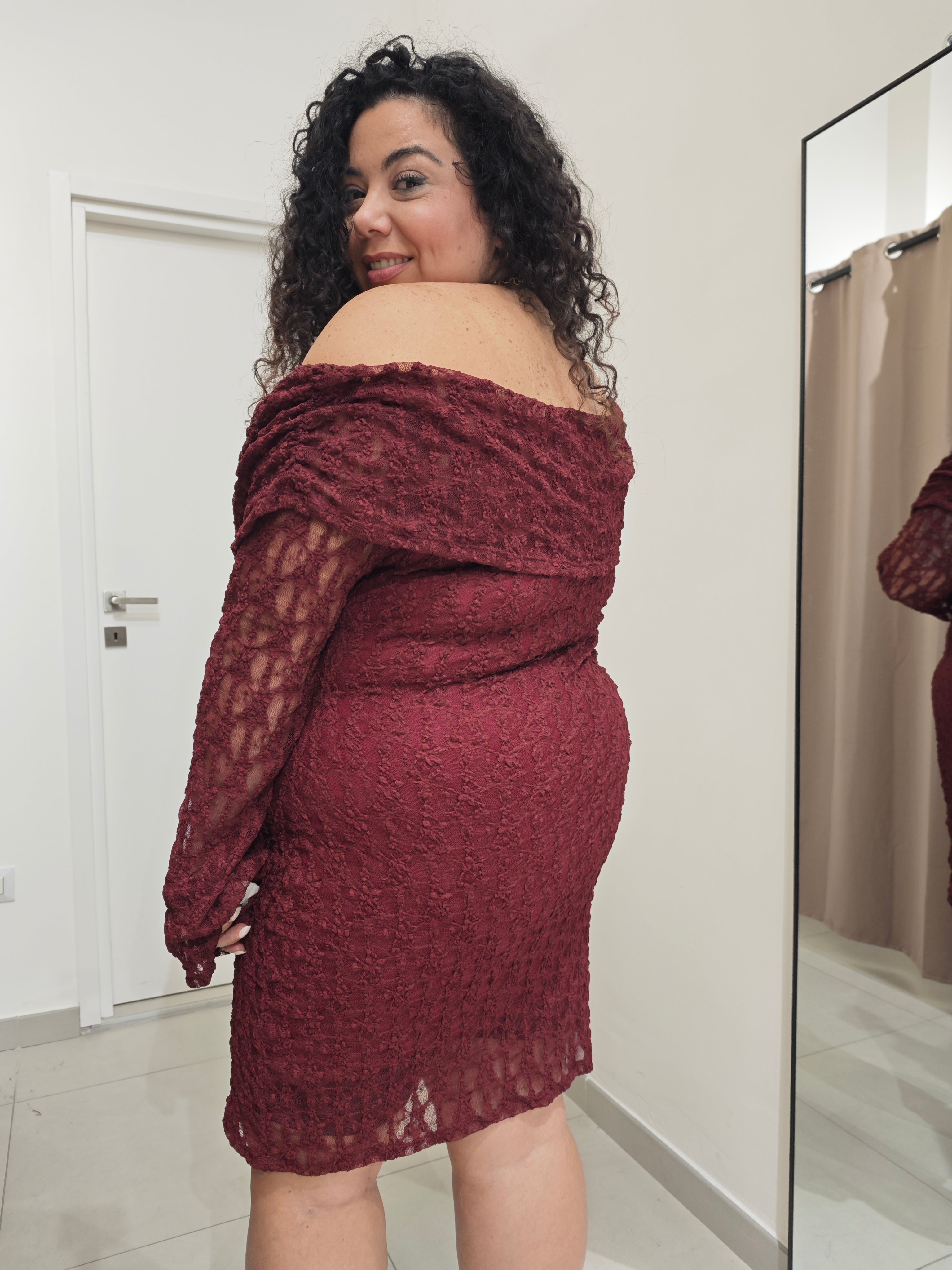 Abito Macramè Bordeaux