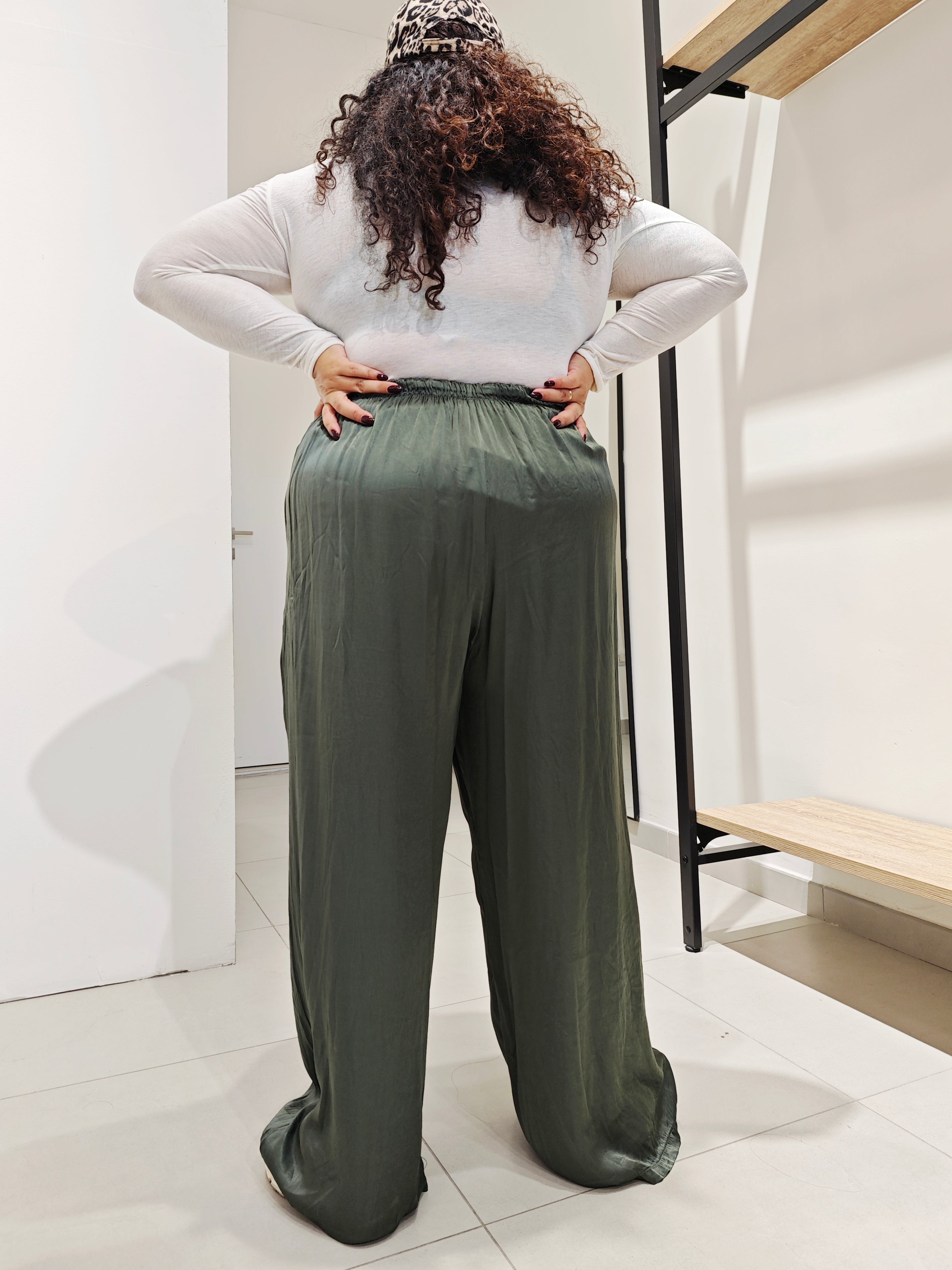 Pantaloni Satin Verde