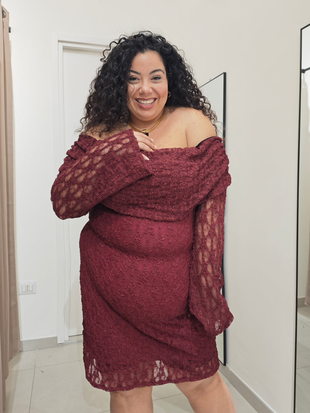 Abito Macramè Bordeaux