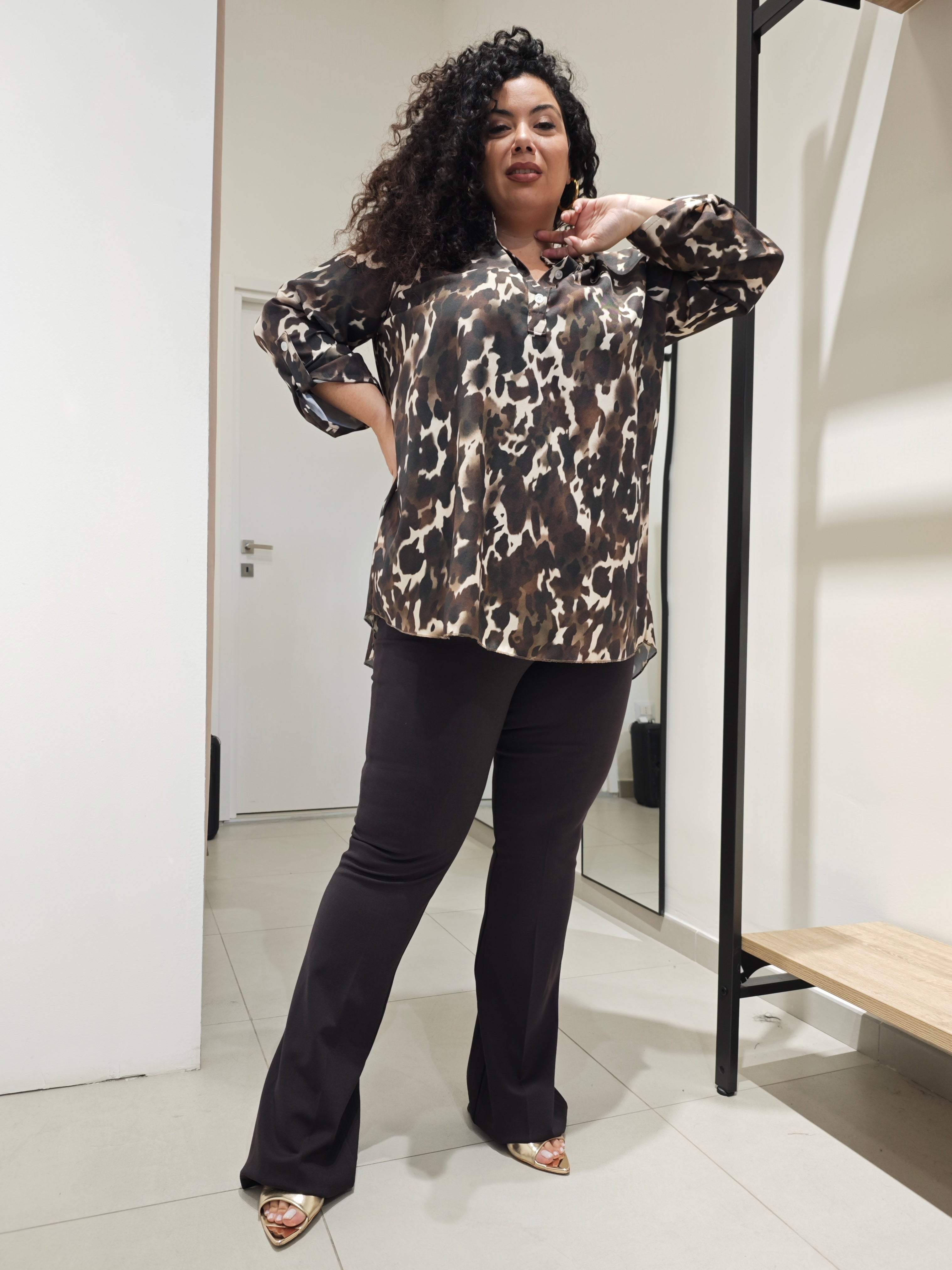 Pantaloni Punto Milano Zampa Testa Di Moro